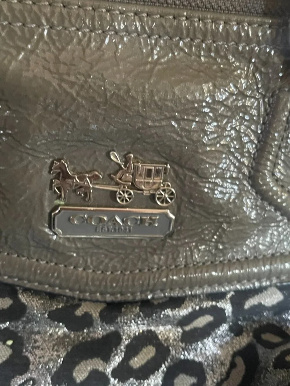 Coach Metallic Silver/Black Ocelot Leopard